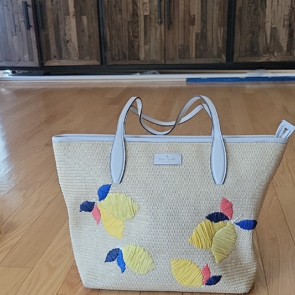 Kate Spade Ash Straw Lemon Zest Tote - Picture 2 of 14